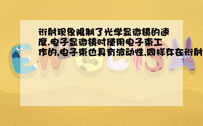 衍射现象限制了光学显微镜的速度.电子显微镜时使用电子束工作的,电子束也具有波动性,同样存在衍射问题.关于电子显微镜的分辨率,下列说话正确的是：A：增大加速电压,提高电子束的速度