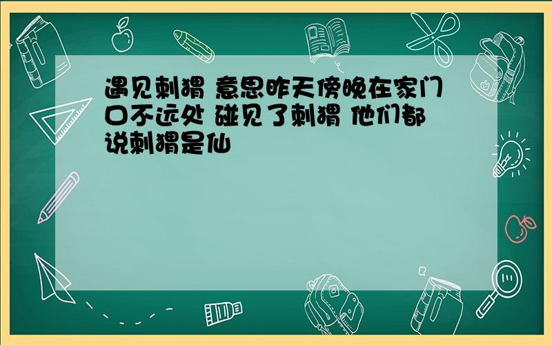 遇见刺猬 意思昨天傍晚在家门口不远处 碰见了刺猬 他们都说刺猬是仙