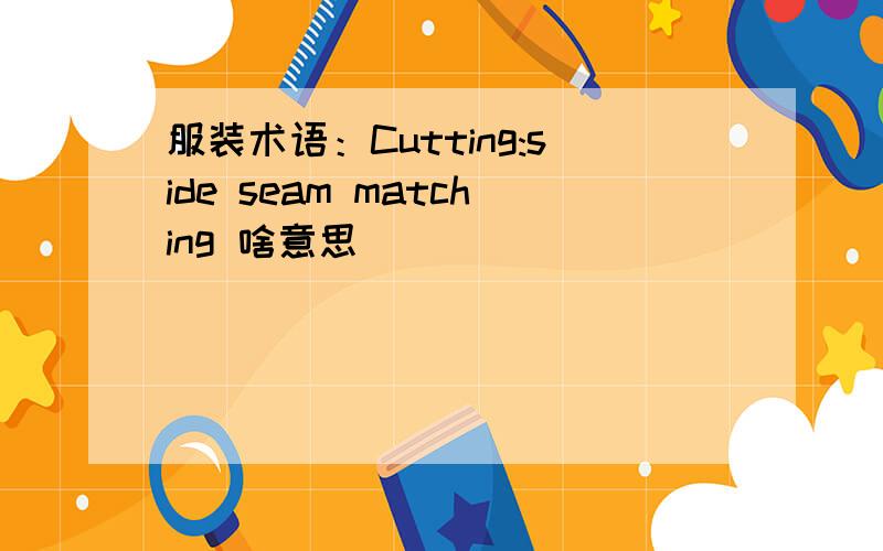 服装术语：Cutting:side seam matching 啥意思