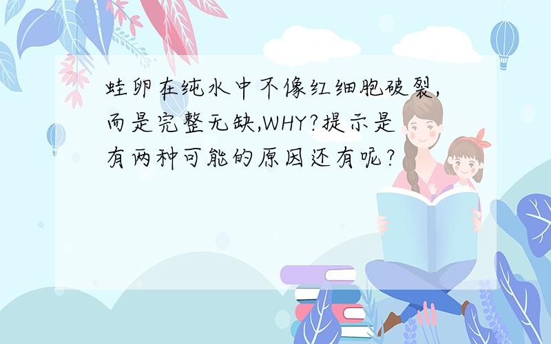 蛙卵在纯水中不像红细胞破裂,而是完整无缺,WHY?提示是有两种可能的原因还有呢？