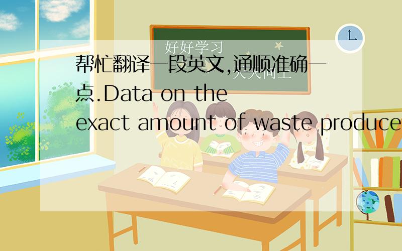 帮忙翻译一段英文,通顺准确一点.Data on the exact amount of waste produced by the FSC is limited. For example, no data is issued on an annual basis by the E.U.-27 given the commercial sensitivity of this information for the food industry.