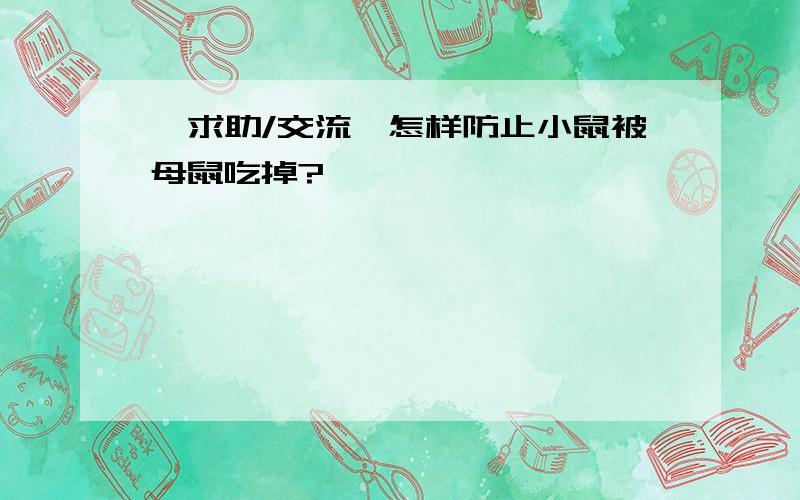 【求助/交流】怎样防止小鼠被母鼠吃掉?