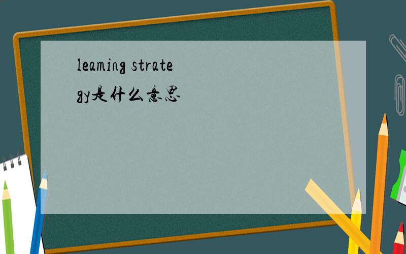 leaming strategy是什么意思