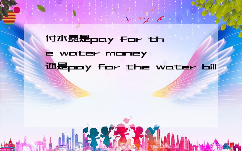 付水费是pay for the water money 还是pay for the water bill