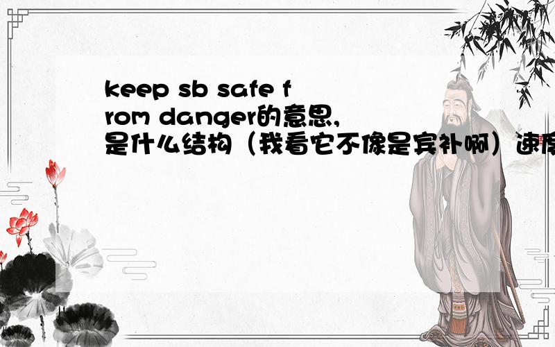 keep sb safe from danger的意思,是什么结构（我看它不像是宾补啊）速度啊,