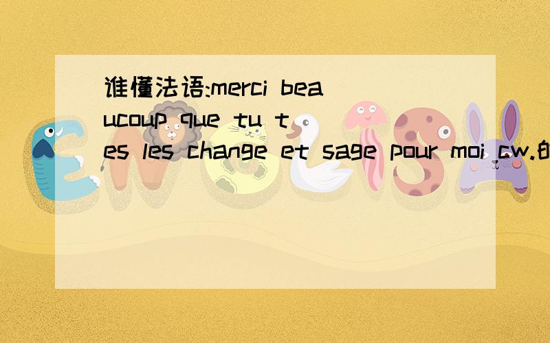 谁懂法语:merci beaucoup que tu tes les change et sage pour moi cw.的意思?