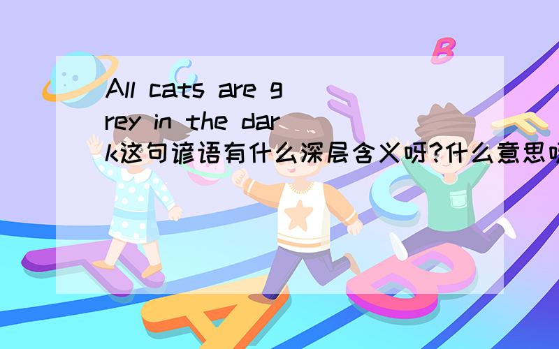 All cats are grey in the dark这句谚语有什么深层含义呀?什么意思呀?请英语爱好者帮忙,拜托了