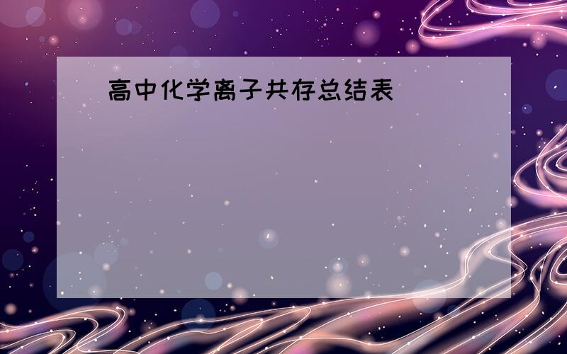 高中化学离子共存总结表