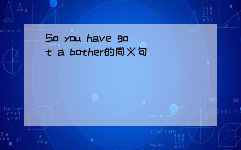 So you have got a bother的同义句