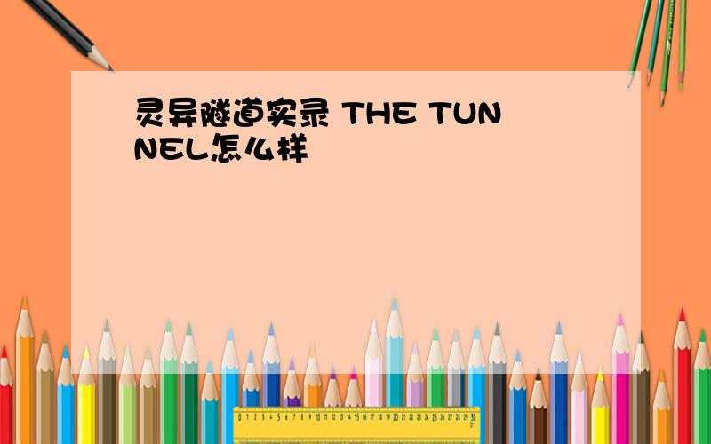 灵异隧道实录 THE TUNNEL怎么样