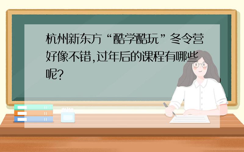 杭州新东方“酷学酷玩”冬令营好像不错,过年后的课程有哪些呢?