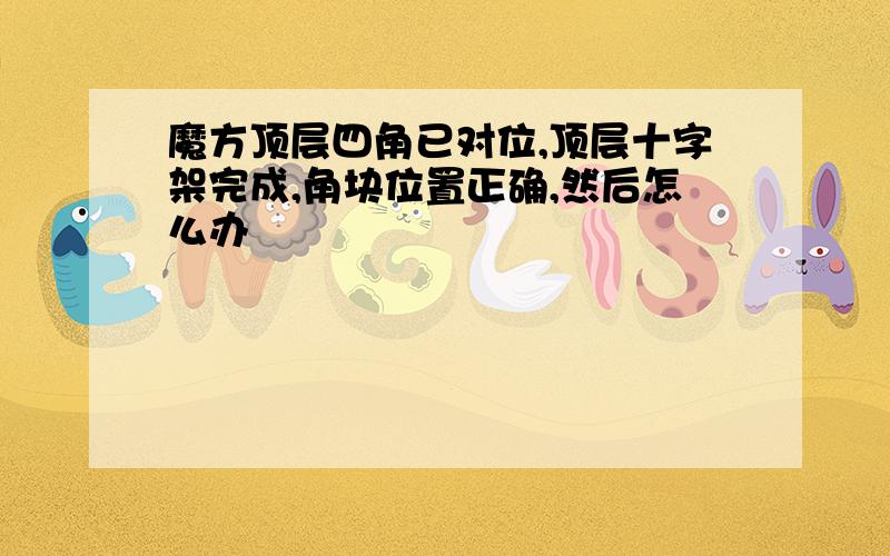 魔方顶层四角已对位,顶层十字架完成,角块位置正确,然后怎么办