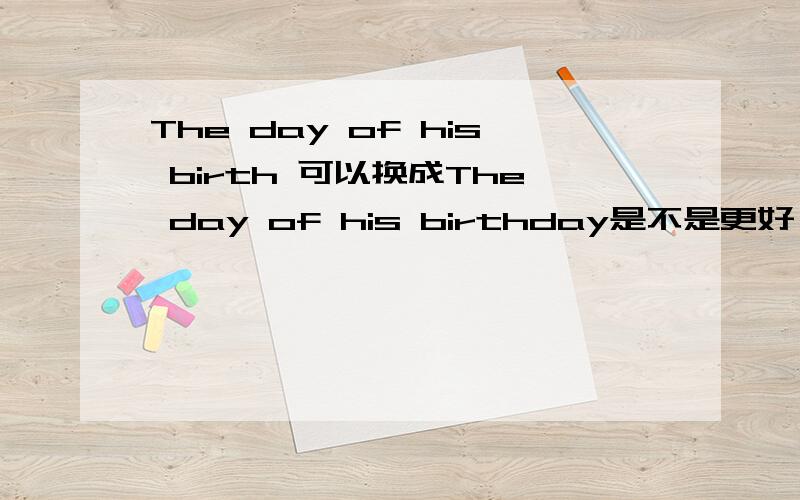 The day of his birth 可以换成The day of his birthday是不是更好,二者有何区别?