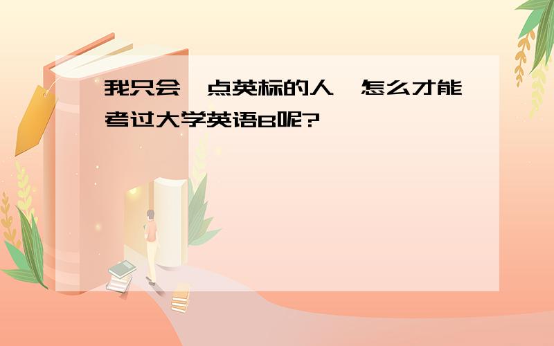 我只会一点英标的人,怎么才能考过大学英语B呢?