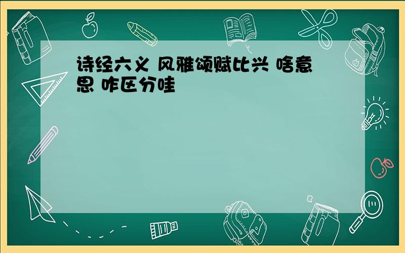 诗经六义 风雅颂赋比兴 啥意思 咋区分哇