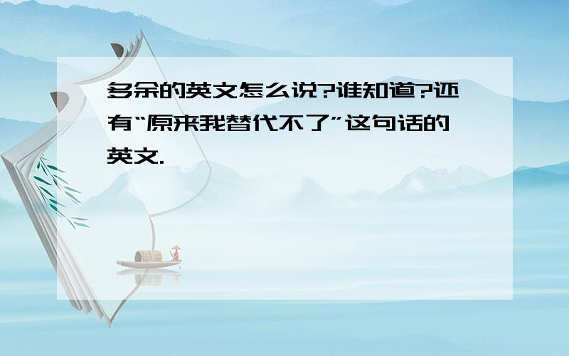 多余的英文怎么说?谁知道?还有“原来我替代不了”这句话的英文.