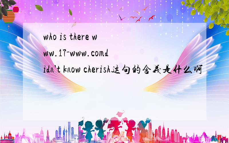 who is there www.17-www.comdidn't know cherish这句的含义是什么啊