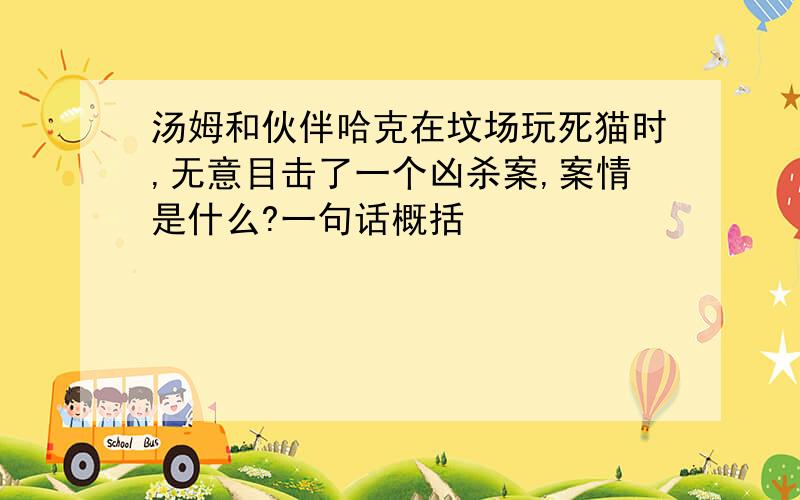 汤姆和伙伴哈克在坟场玩死猫时,无意目击了一个凶杀案,案情是什么?一句话概括