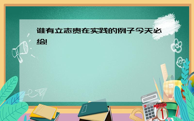 谁有立志贵在实践的例子今天必给!