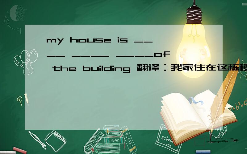 my house is ____ ____ ____of the building 翻译：我家住在这栋楼的顶楼 快