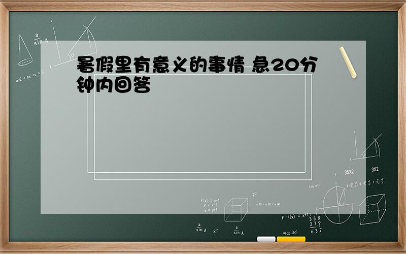 暑假里有意义的事情 急20分钟内回答