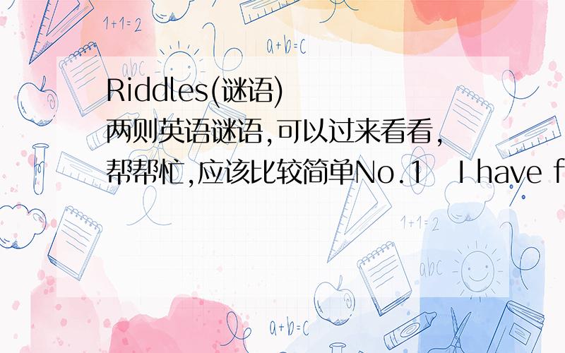 Riddles(谜语)   两则英语谜语,可以过来看看,帮帮忙,应该比较简单No.1   I have forests with no trees.   I have cities with no houses.   I have rivers with no water.   What am I ?    (       )No.2   Two little  boats without any sai