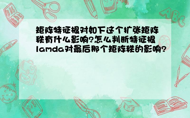 矩阵特征根对如下这个扩张矩阵秩有什么影响?怎么判断特征根lamda对最后那个矩阵秩的影响?