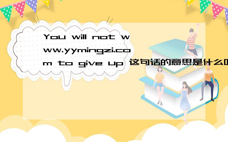 You will not www.yymingzi.com to give up 这句话的意思是什么呀