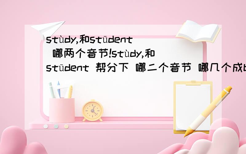 stùdy,和stūdent 哪两个音节!stùdy,和stūdent 帮分下 哪二个音节 哪几个成bast 是哪几个音节组成?be 是一个音节吗?