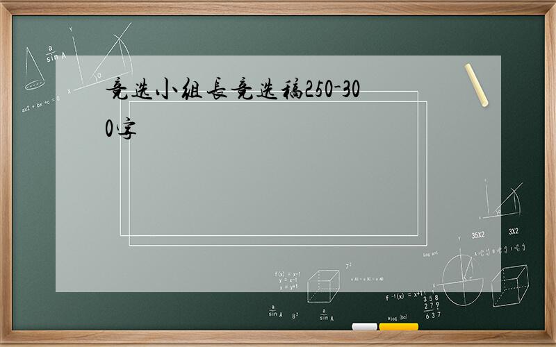 竞选小组长竞选稿250-300字