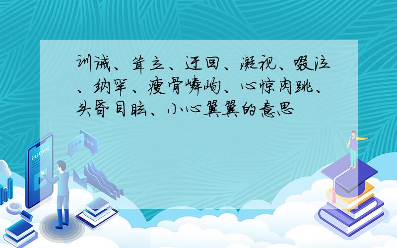 训诫、耸立、迂回、凝视、啜泣、纳罕、瘦骨嶙峋、心惊肉跳、头昏目眩、小心翼翼的意思