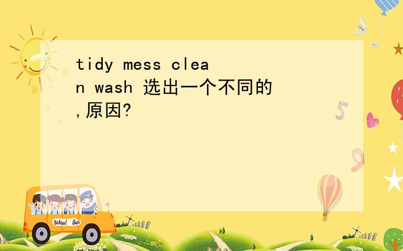 tidy mess clean wash 选出一个不同的,原因?