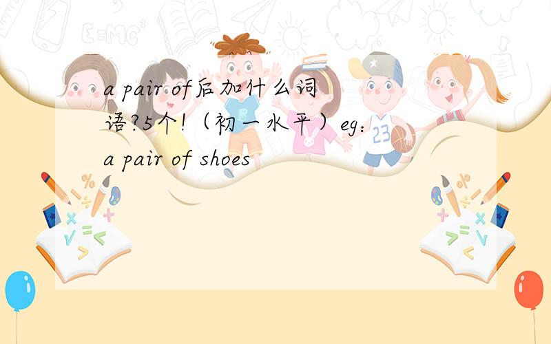 a pair of后加什么词语?5个!（初一水平）eg：a pair of shoes