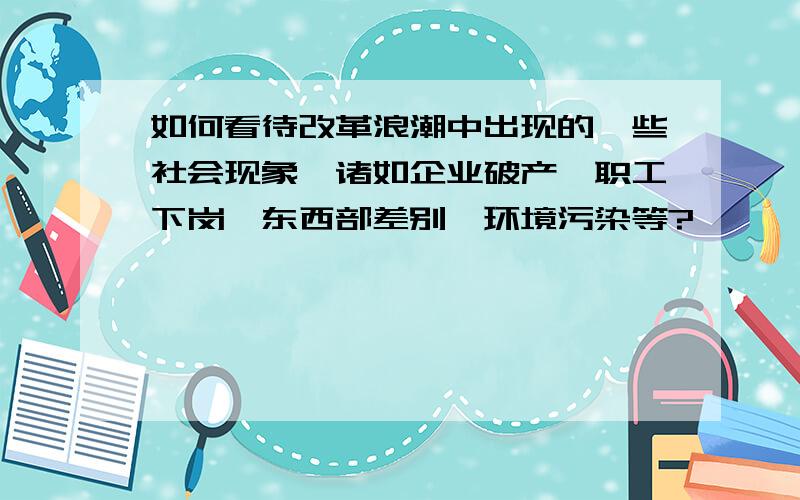 如何看待改革浪潮中出现的一些社会现象,诸如企业破产,职工下岗,东西部差别,环境污染等?