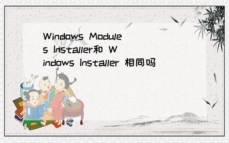 Windows Modules Installer和 Windows Installer 相同吗