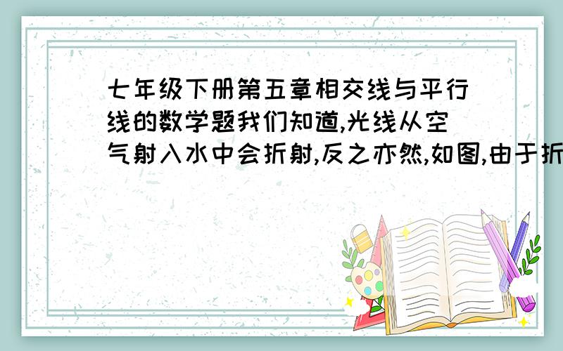 七年级下册第五章相交线与平行线的数学题我们知道,光线从空气射入水中会折射,反之亦然,如图,由于折射率相同,因而有∠1=∠A,∠2=∠3,请判断GF、FH是否平行?∠