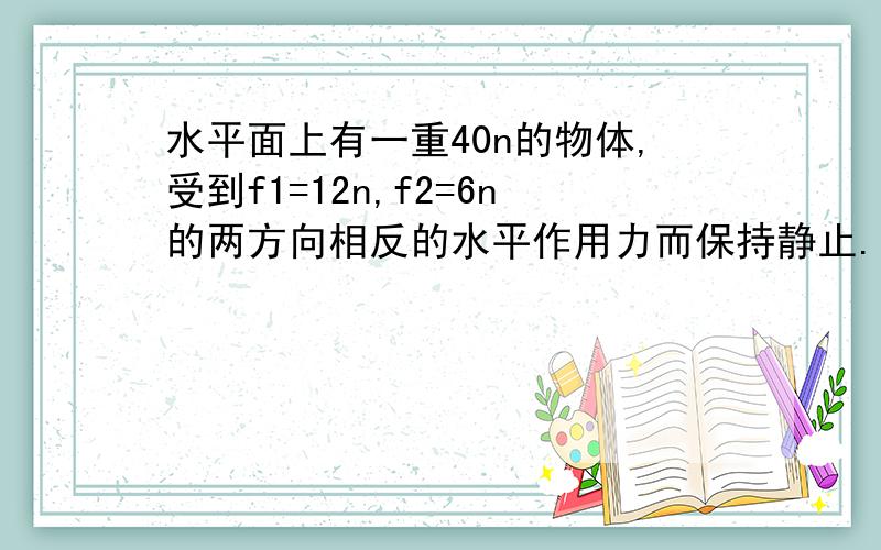 水平面上有一重40n的物体,受到f1=12n,f2=6n的两方向相反的水平作用力而保持静止.已知物体与水平面间的动摩擦力为u=0.21.此时物体所受的摩擦力多少2.将f1撤去后,物体受的摩擦力为多少3.将f2撤