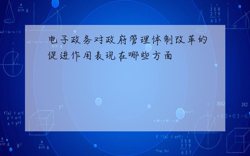 电子政务对政府管理体制改革的促进作用表现在哪些方面