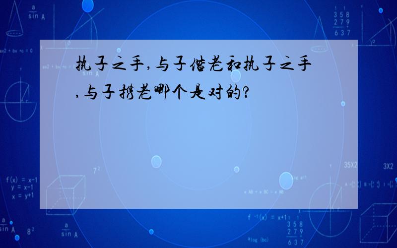 执子之手,与子偕老和执子之手,与子携老哪个是对的?