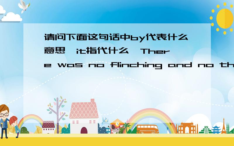 请问下面这句话中by代表什么意思,it指代什么,There was no flinching and no thought of giving in; and by what seemed almost a miracle to those outside these Islands,though we ourselves never doubted it,we now find ourselves in a positio