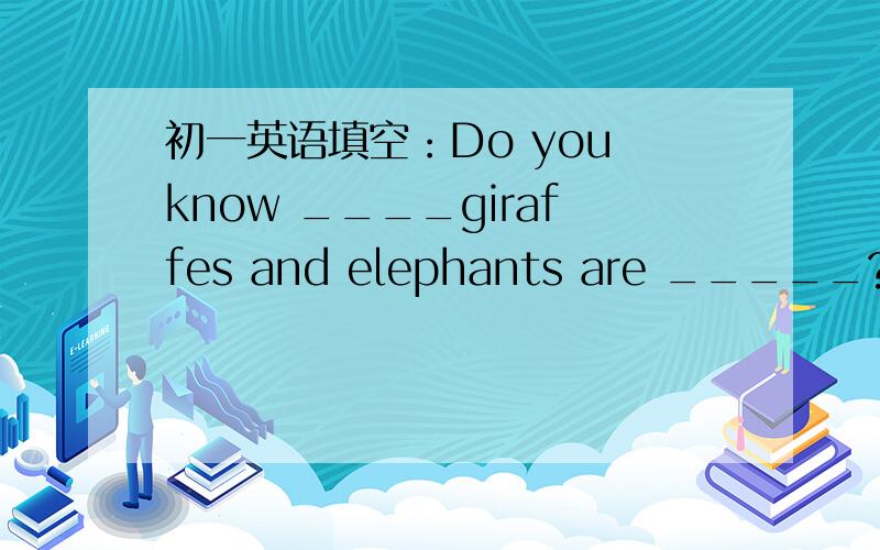 初一英语填空：Do you know ____giraffes and elephants are _____?______ _______ from Africa第二句是第一句的回答
