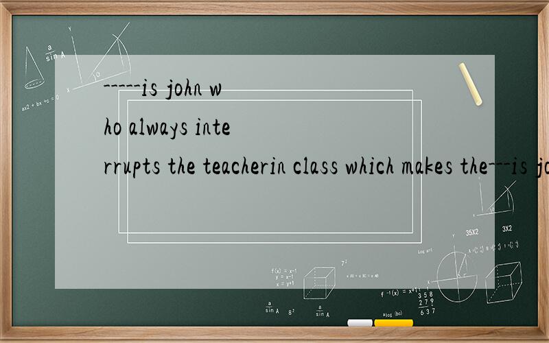 -----is john who always interrupts the teacherin class which makes the---is john who always interrupts the teacherin class ,which makes the teacher angry.答案是it,我想问this为什么不行