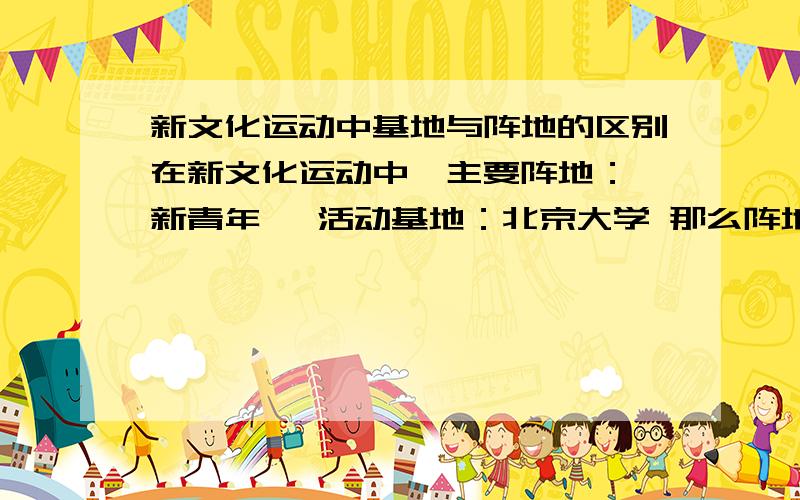 新文化运动中基地与阵地的区别在新文化运动中,主要阵地：《新青年》 活动基地：北京大学 那么阵地与基地的区别是什么?