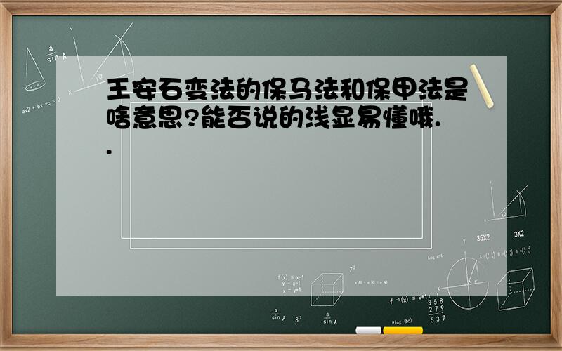 王安石变法的保马法和保甲法是啥意思?能否说的浅显易懂哦..