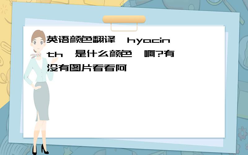 英语颜色翻译  hyacinth  是什么颜色  啊?有没有图片看看阿