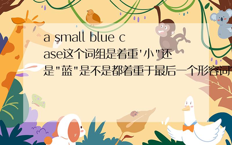 a small blue case这个词组是着重'小