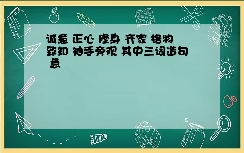 诚意 正心 修身 齐家 格物致知 袖手旁观 其中三词造句 急