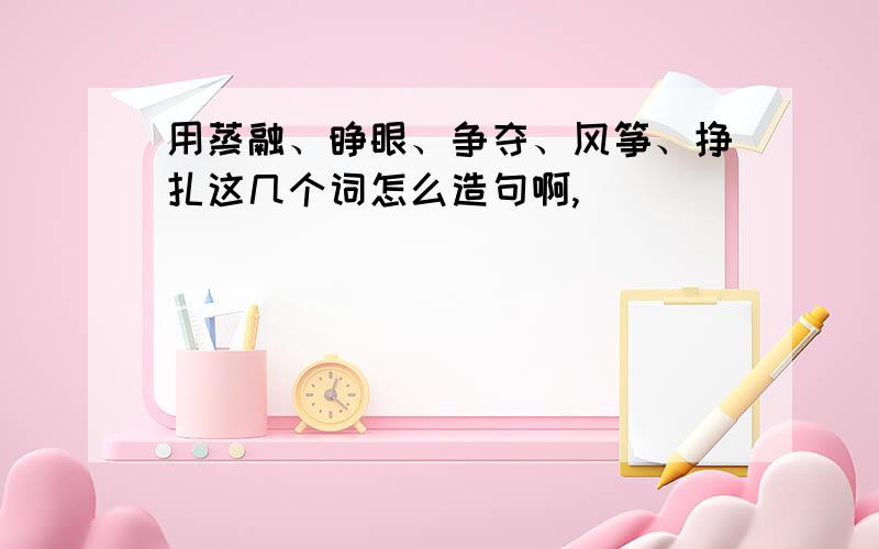 用蒸融、睁眼、争夺、风筝、挣扎这几个词怎么造句啊,