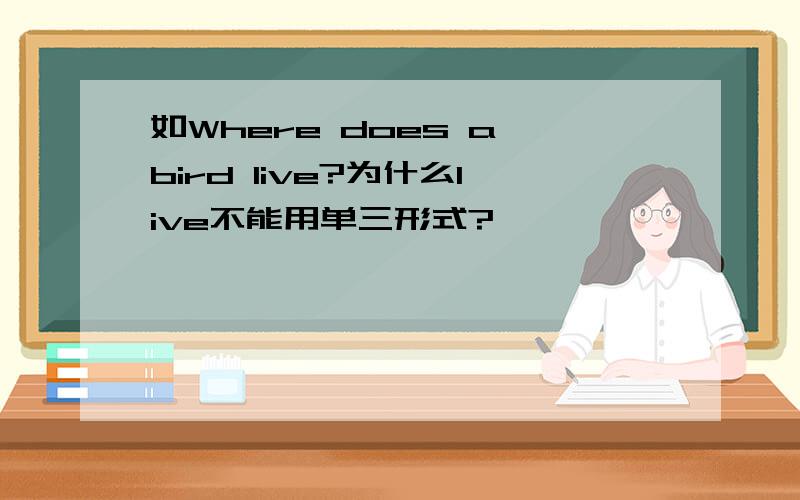 如Where does a bird live?为什么live不能用单三形式?