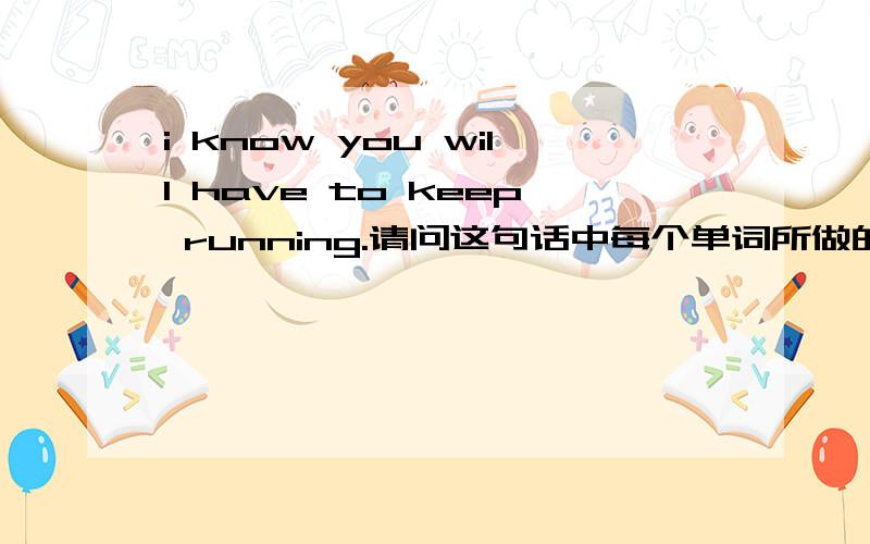 i know you will have to keep running.请问这句话中每个单词所做的成分是什么成分